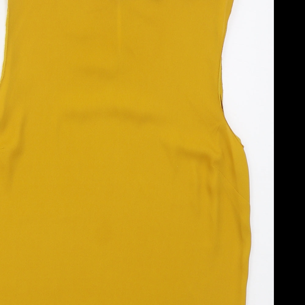 New Look Womens Yellow  Polyester Basic Tank Size 8 Round Neck
