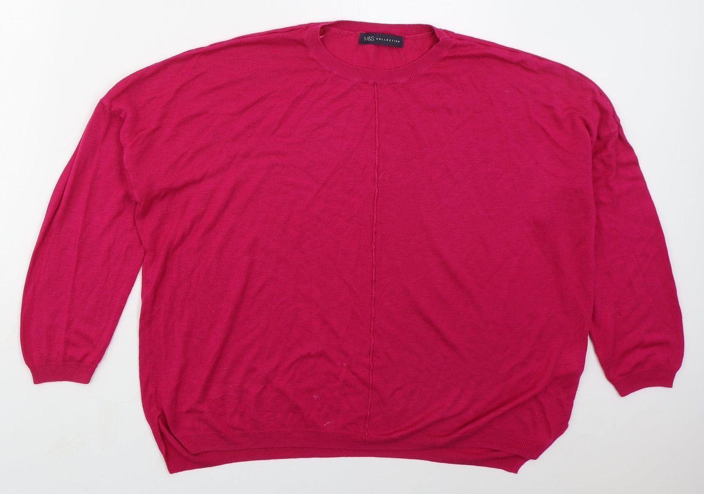 Marks and Spencer Womens Pink Crew Neck  Acrylic Pullover Jumper Size 12