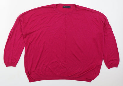 Marks & Spencer Womens Pink Crew Neck  Acrylic Pullover Jumper Size 12