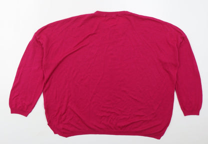 Marks & Spencer Womens Pink Crew Neck  Acrylic Pullover Jumper Size 12