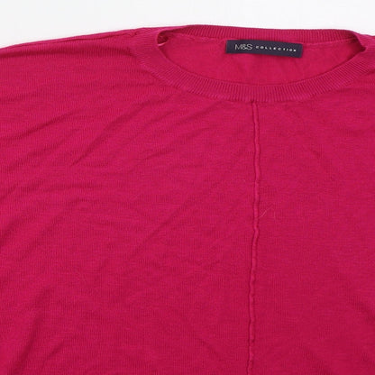 Marks & Spencer Womens Pink Crew Neck  Acrylic Pullover Jumper Size 12