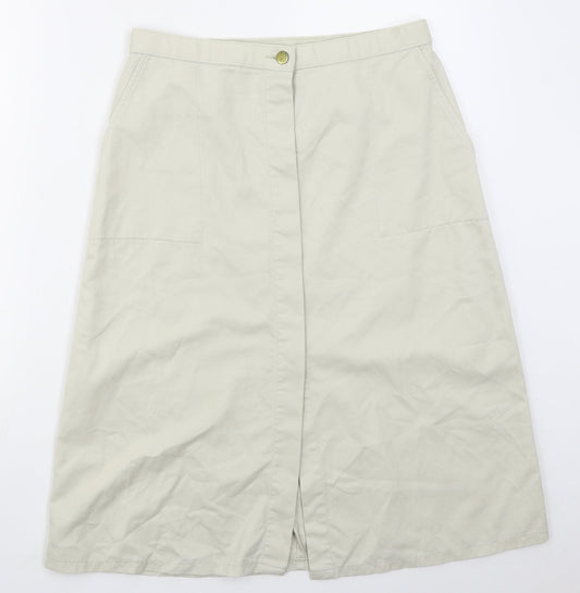 Preworn Womens Beige  Polyester A-Line Skirt Size 30 in   Button