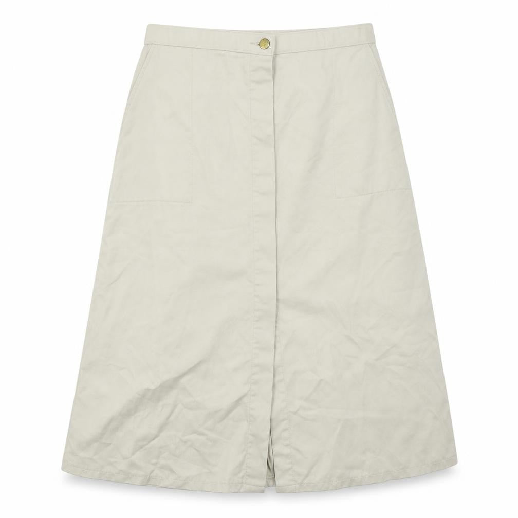 Preworn Womens Beige  Polyester A-Line Skirt Size 30 in   Button