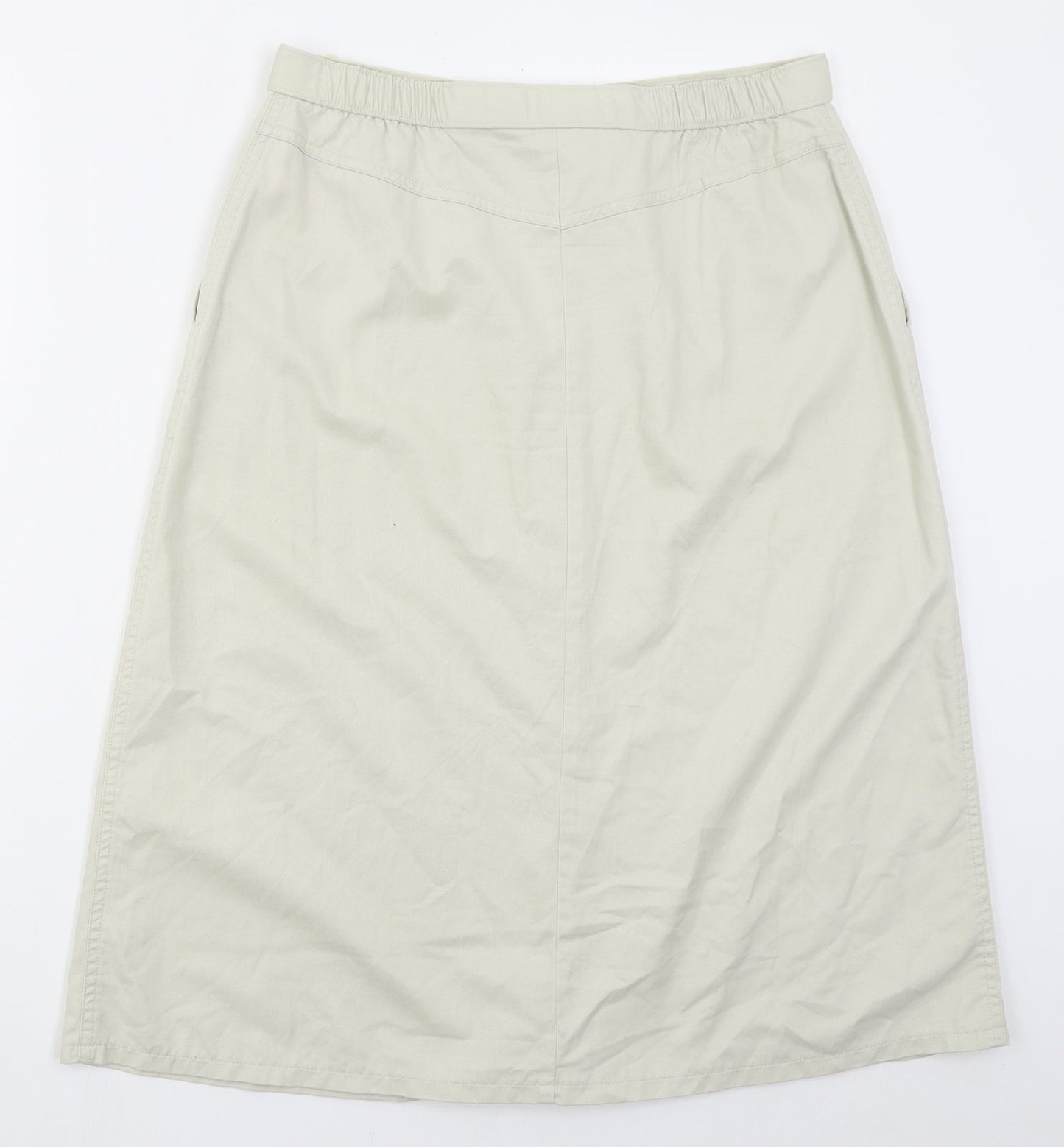 Preworn Womens Beige  Polyester A-Line Skirt Size 30 in   Button