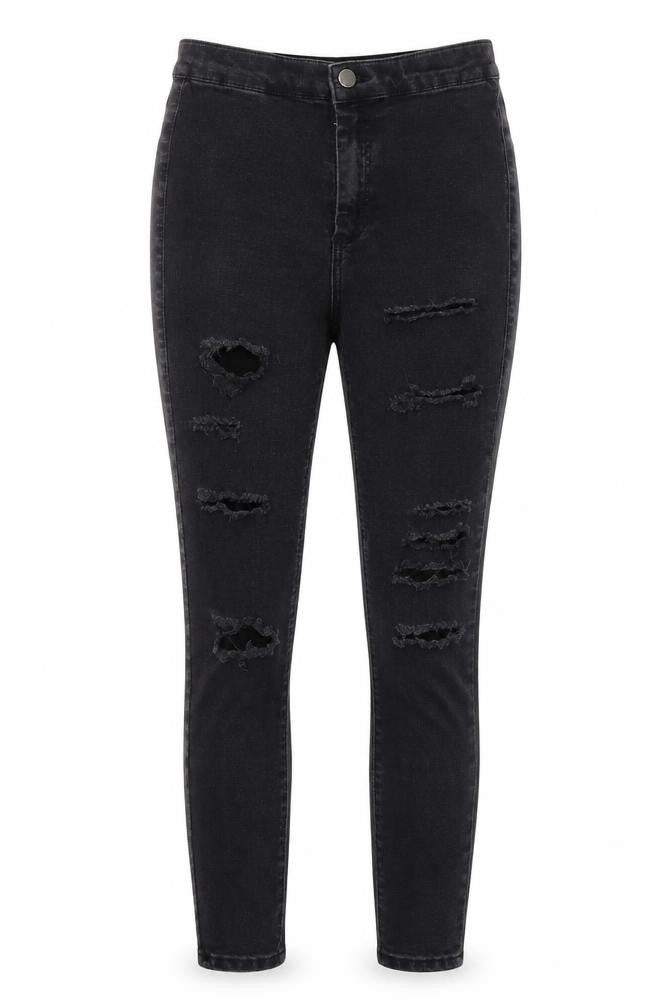 Topshop Womens Black  Cotton Skinny Jeans Size 28 in L26 in Regular Button
