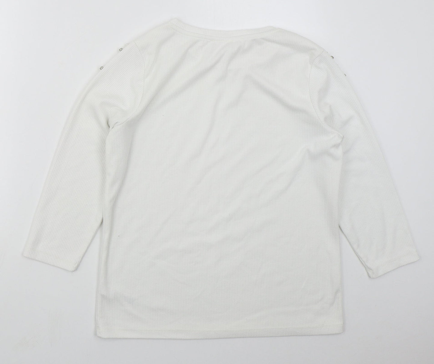 Savior Womens White  Polyester Basic T-Shirt Size L Crew Neck