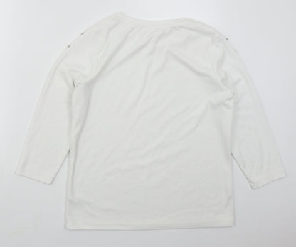 Preloved Savior Womens White  Polyester Basic T-Shirt Size L Crew Neck - Back