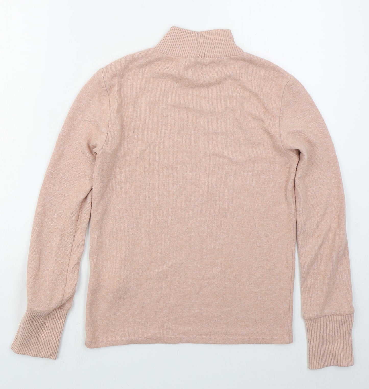 Stradivarius Womens Pink Mock Neck  Viscose Pullover Jumper Size L