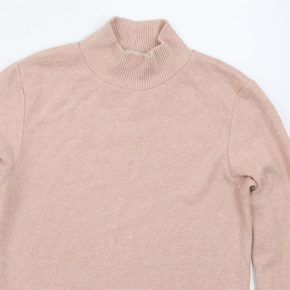 Stradivarius Womens Pink Mock Neck  Viscose Pullover Jumper Size L