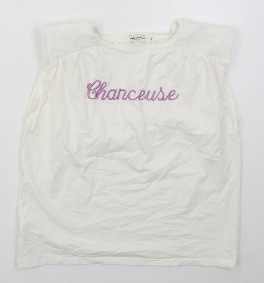 Emi Jo Womens White  Cotton Basic T-Shirt Size S Round Neck - Chanceuse