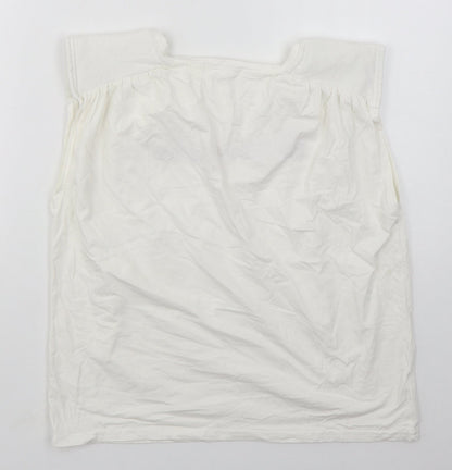 Emi Jo Womens White  Cotton Basic T-Shirt Size S Round Neck - Chanceuse