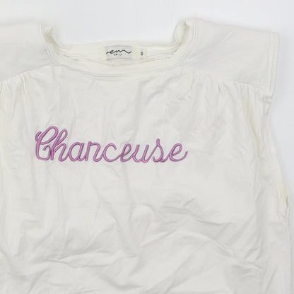 Emi Jo Womens White  Cotton Basic T-Shirt Size S Round Neck - Chanceuse
