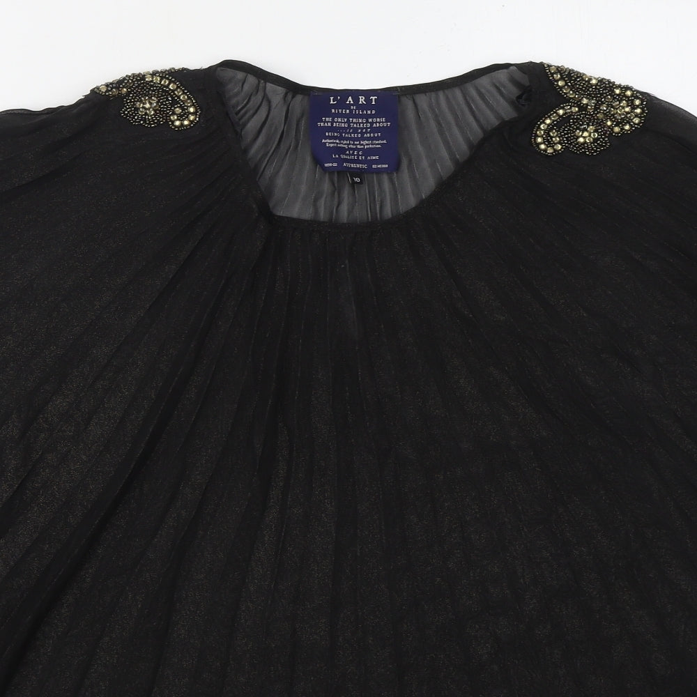 River Island Womens Black  Polyester Basic Blouse Size 10 Round Neck