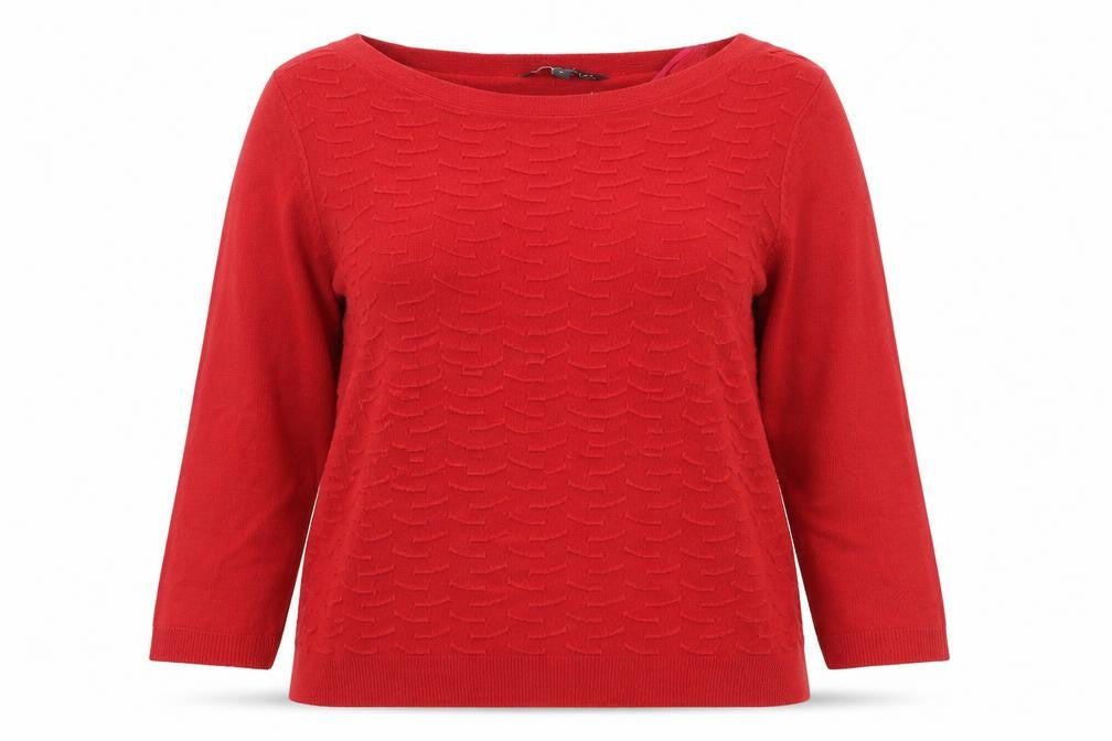 Love Knitwear Womens Red Boat Neck Geometric Acrylic Pullover Jumper Size 16   - BHS