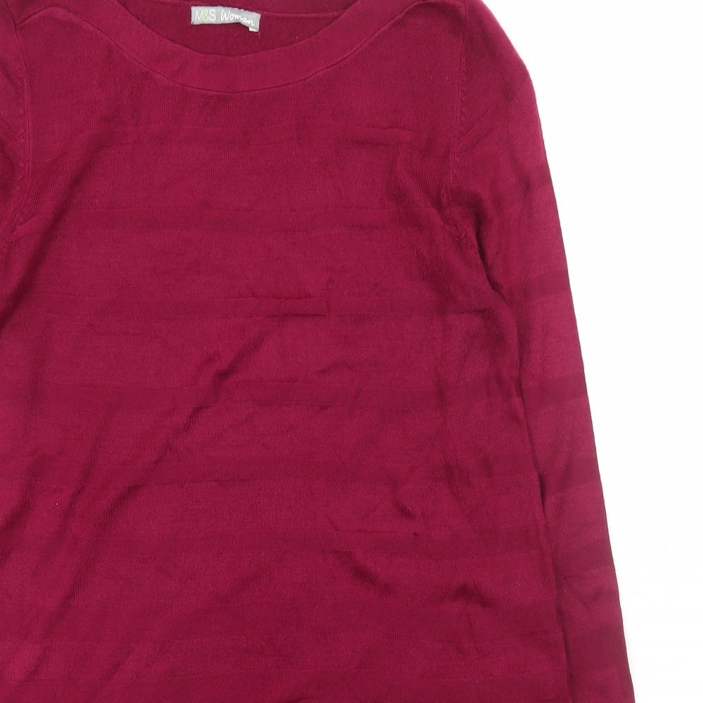 Marks and Spencer Womens Purple Boat Neck  Acrylic Pullover Jumper Size 12