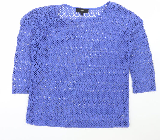 NEXT Womens Blue Boat Neck  Polyester Pullover Jumper Size 10