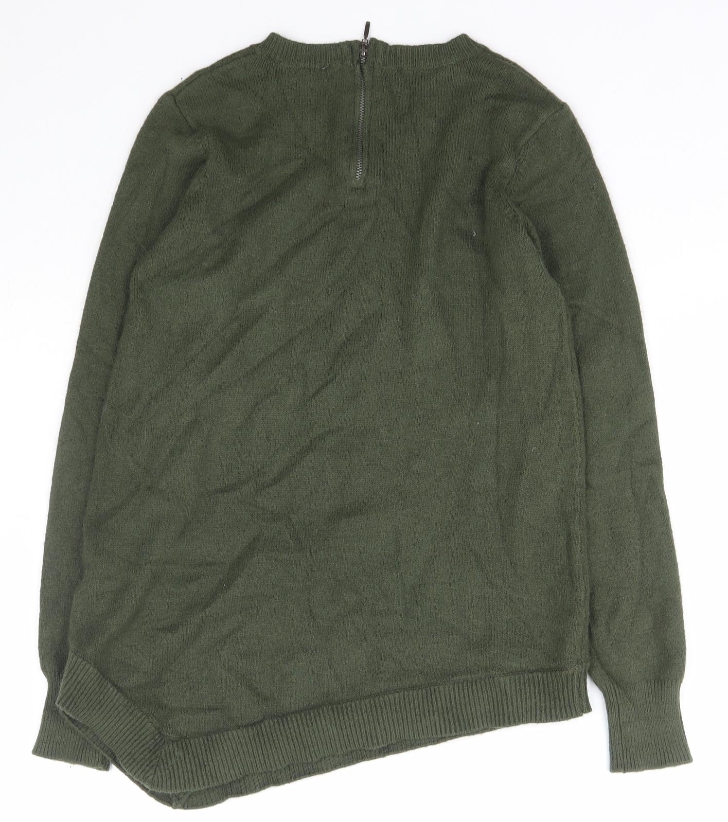 Dorothy Perkins Womens Green Scoop Neck  Viscose Pullover Jumper Size S