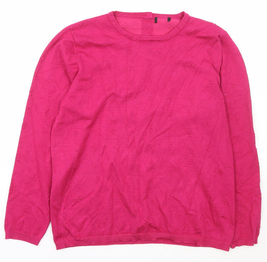 Preworn Womens Pink Scoop Neck Polka Dot Viscose Pullover Jumper Size M