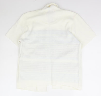 Beaumonde Womens Ivory Collared Striped Acrylic Pullover Jumper Size M
