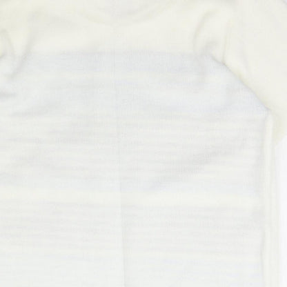 Beaumonde Womens Ivory Collared Striped Acrylic Pullover Jumper Size M