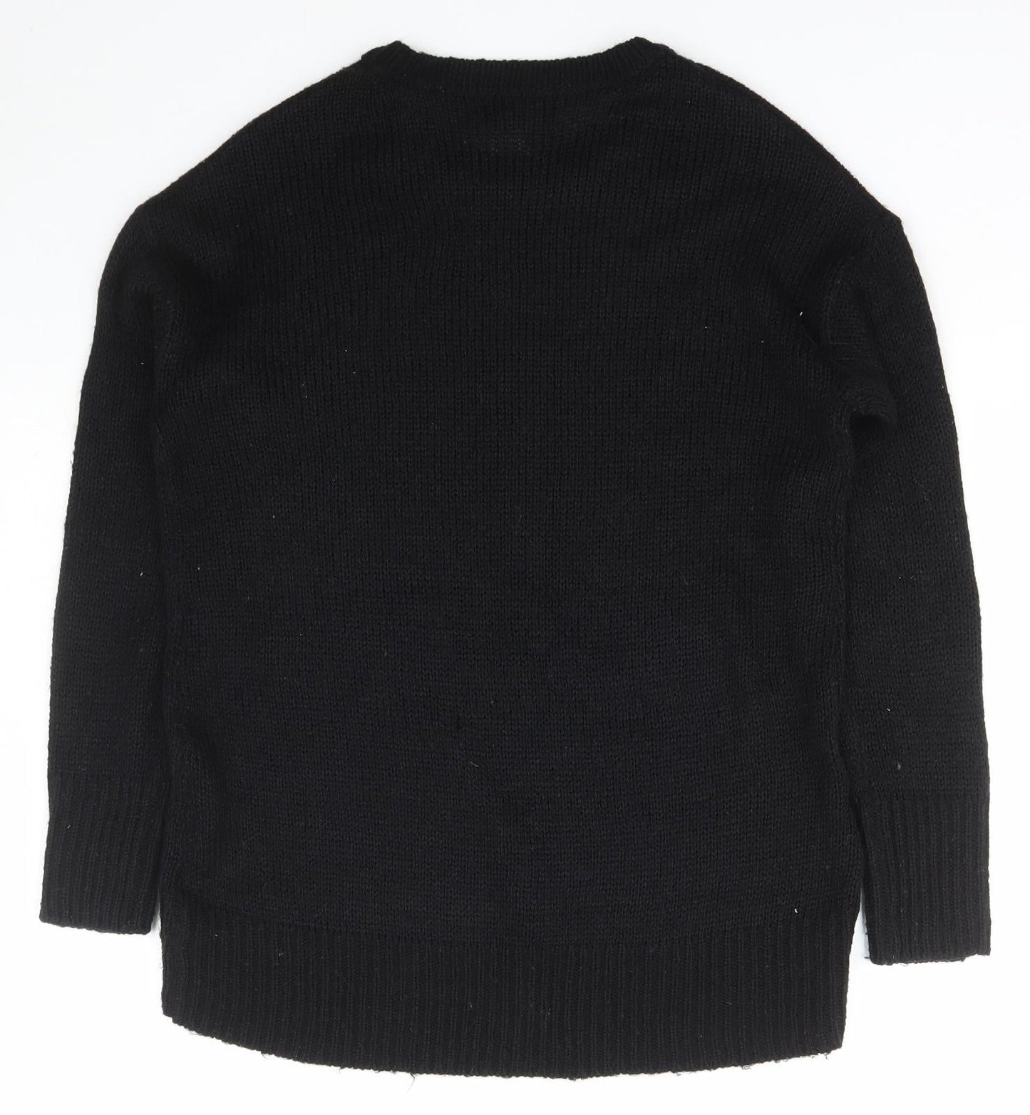 New Look Womens Black Scoop Neck  Acrylic Pullover Jumper Size S