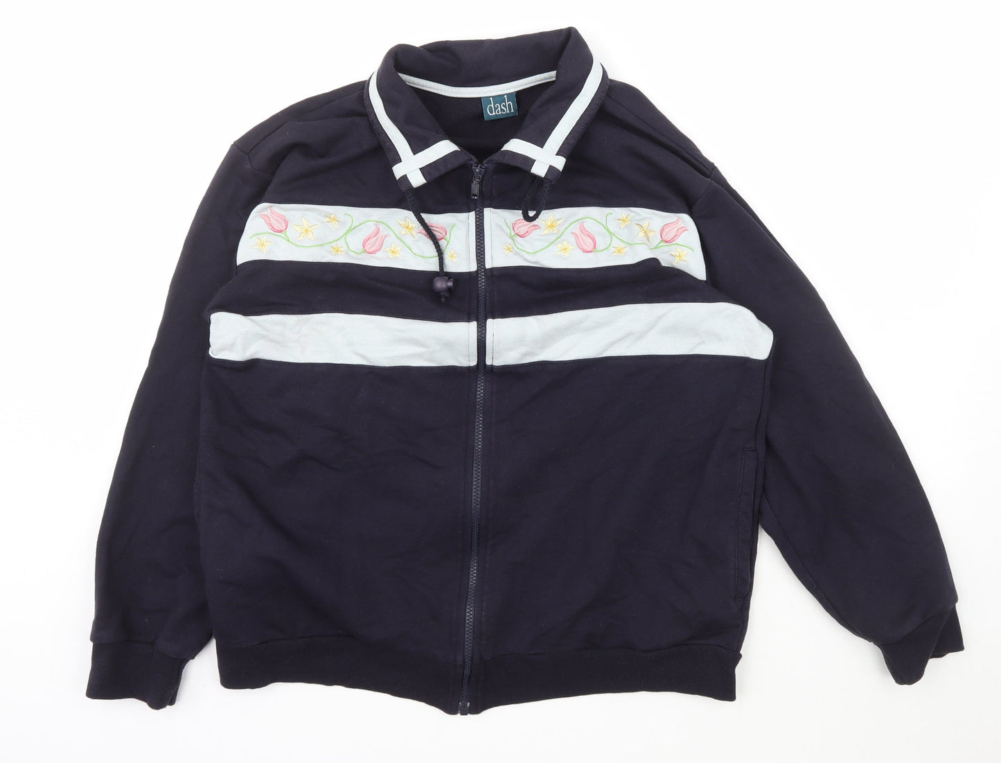 DASH Womens Blue Collared  Cotton Full Zip Jumper Size 18