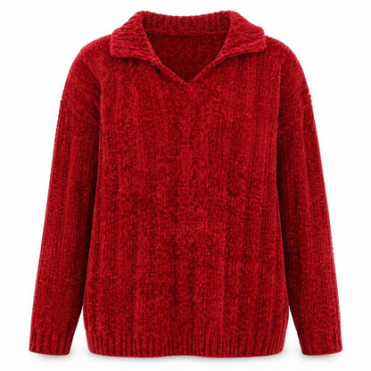 Essentials Womens Red Collared  Acrylic Pullover Jumper Size L