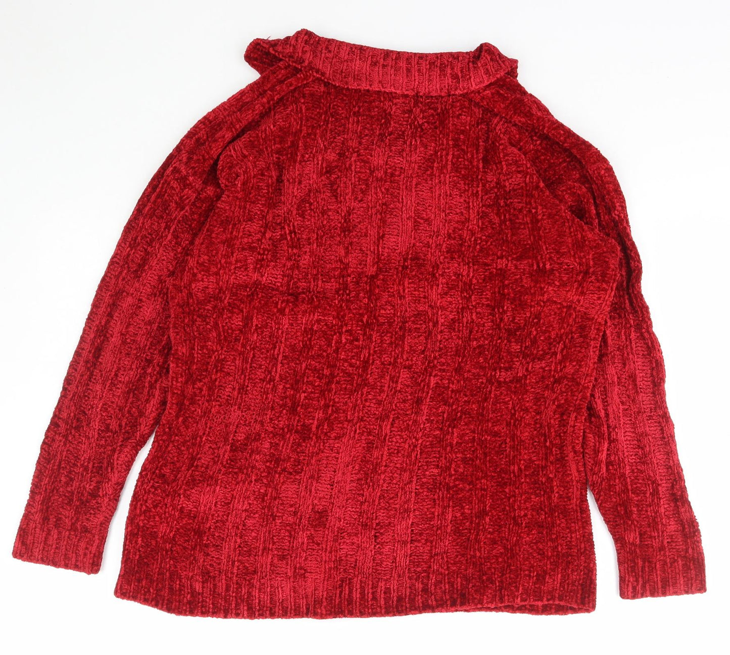 Essentials Womens Red Collared  Acrylic Pullover Jumper Size L