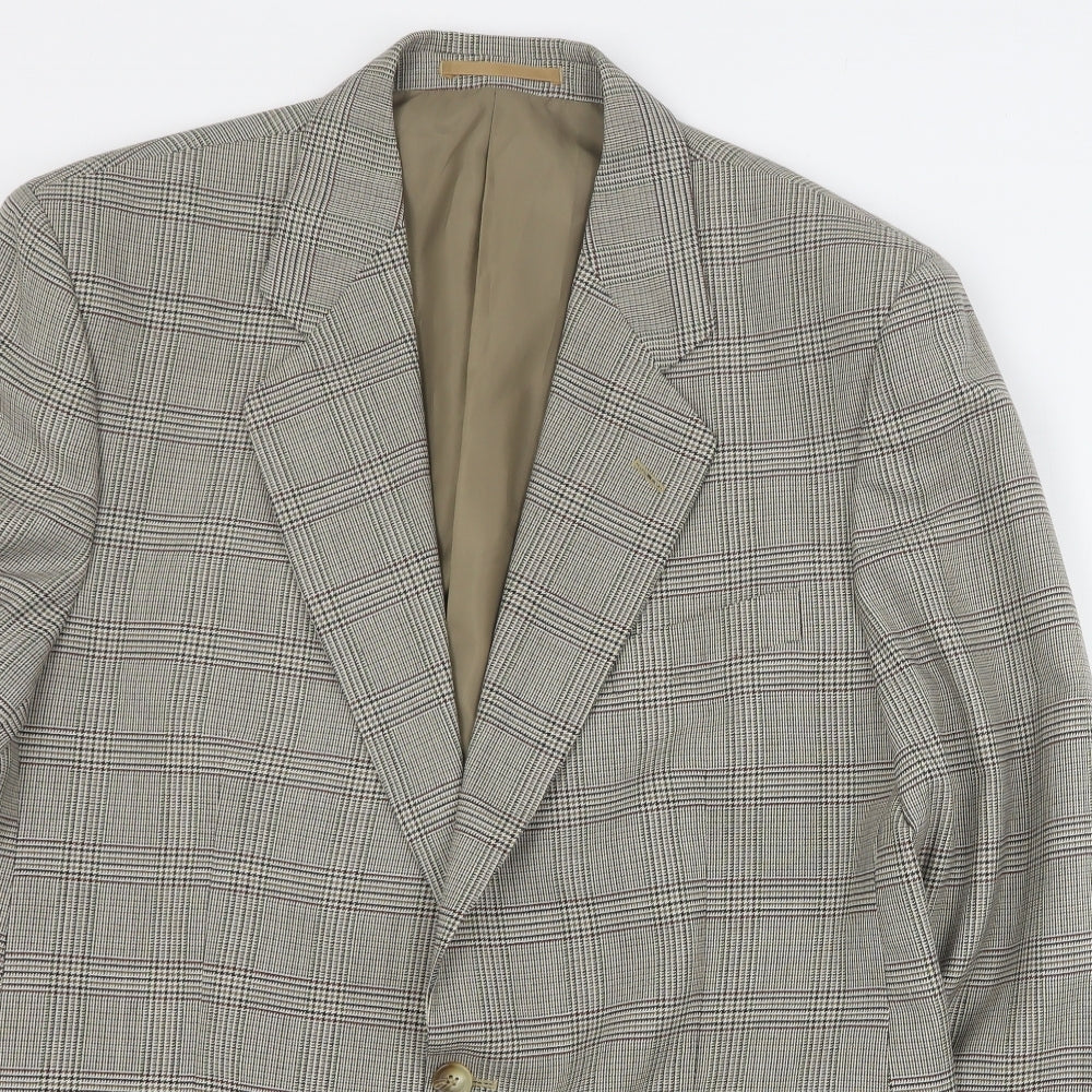 Westbrook Mens Brown Plaid Polyester Jacket Suit Jacket Size L