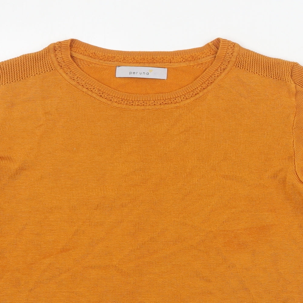 Per Una Womens Orange Round Neck  Acrylic Pullover Jumper Size S