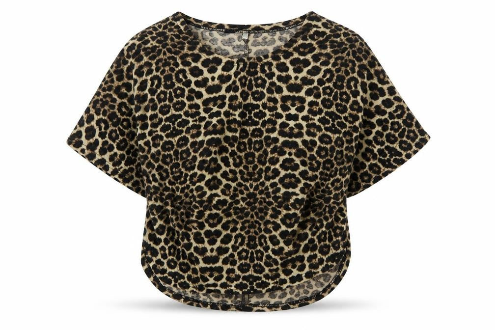 New Look Womens Brown Round Neck Animal Print Polyester Pullover Jumper Size S