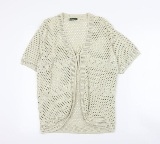 Glamour Womens Beige V-Neck  Cotton Cardigan Jumper Size XL