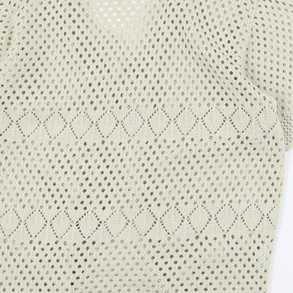 Glamour Womens Beige V-Neck  Cotton Cardigan Jumper Size XL