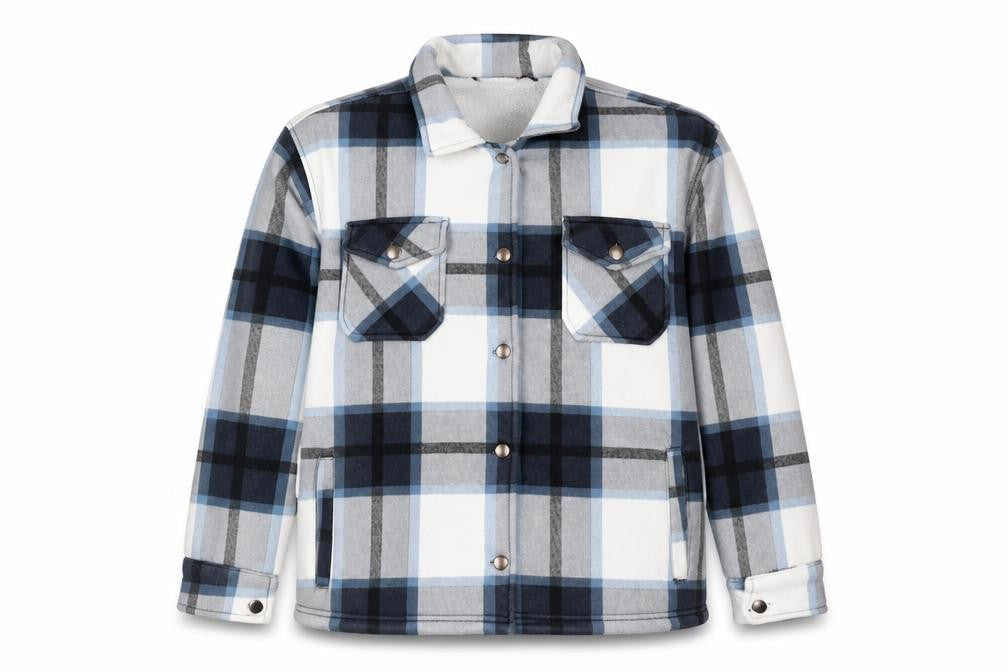 MALAIKA Womens White Plaid  Varsity Jacket Coat Size L  Button