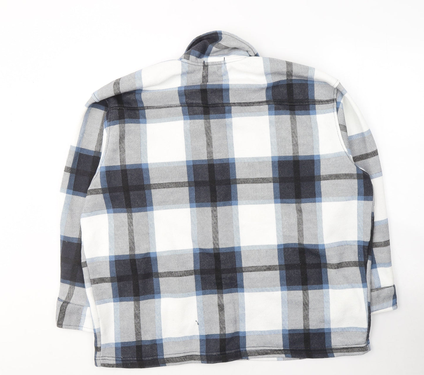 MALAIKA Womens White Plaid  Varsity Jacket Coat Size L  Button