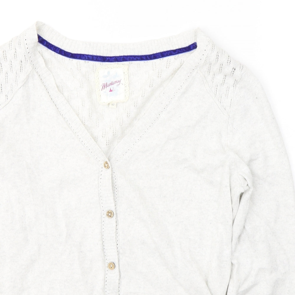 Debenhams Womens Grey V-Neck  Cotton Cardigan Jumper Size 12