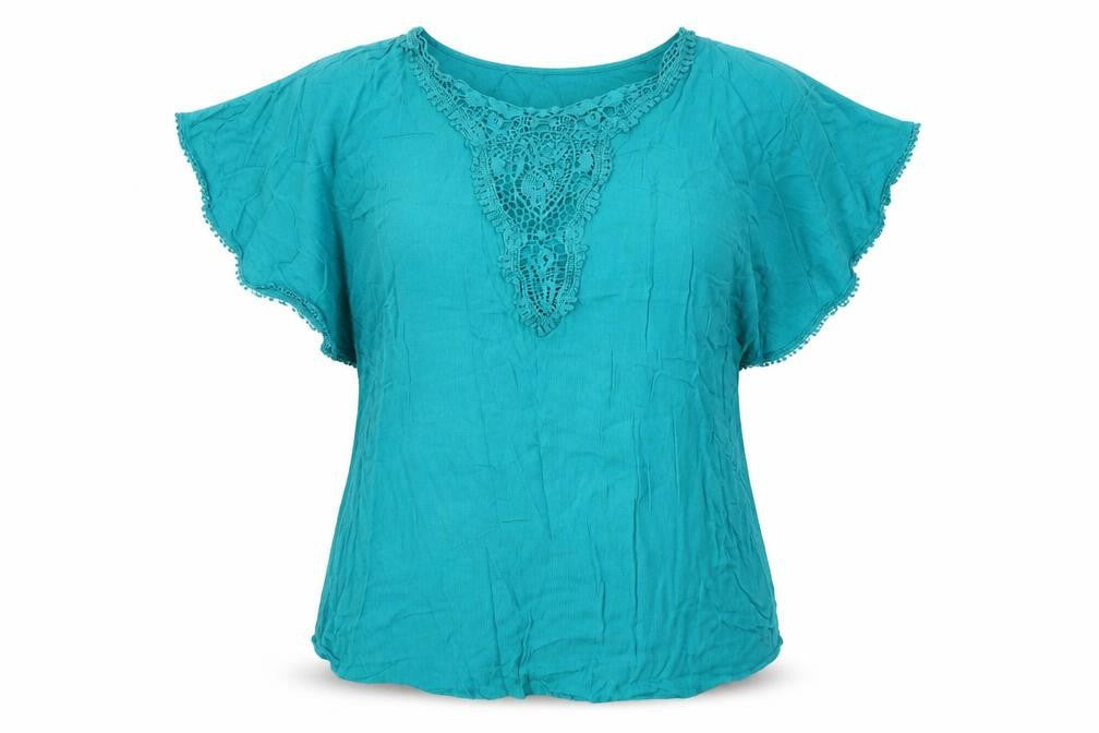 Butterfly Womens Blue  Viscose Basic T-Shirt Size 14 V-Neck