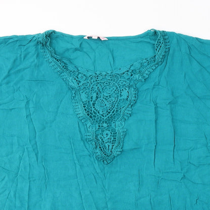 Butterfly Womens Blue  Viscose Basic T-Shirt Size 14 V-Neck