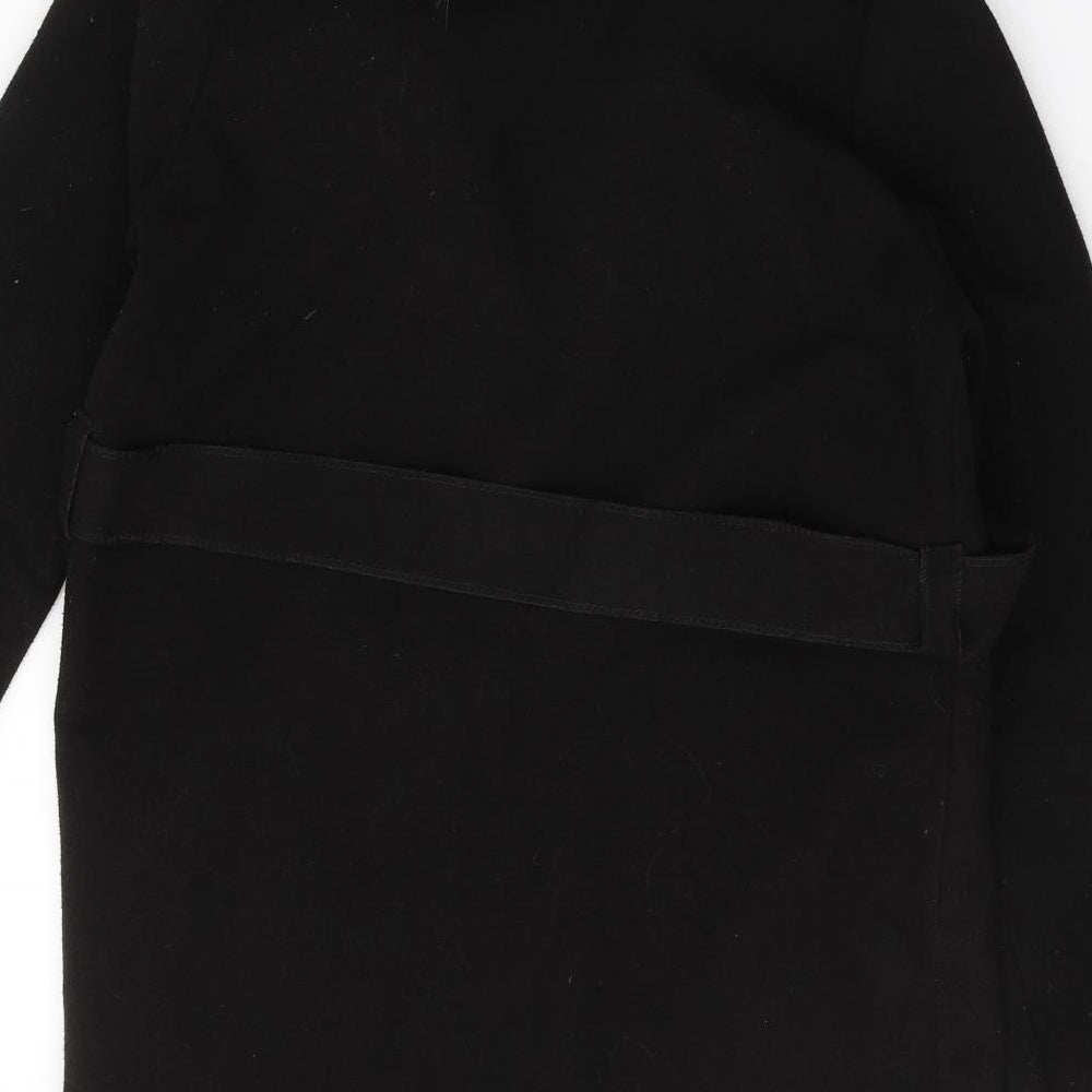 Made in Italy Womens Black   Overcoat Coat Size S  Tie