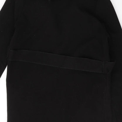 Preloved Made in Italy Womens Black   Overcoat Coat Size S  Tie - Label