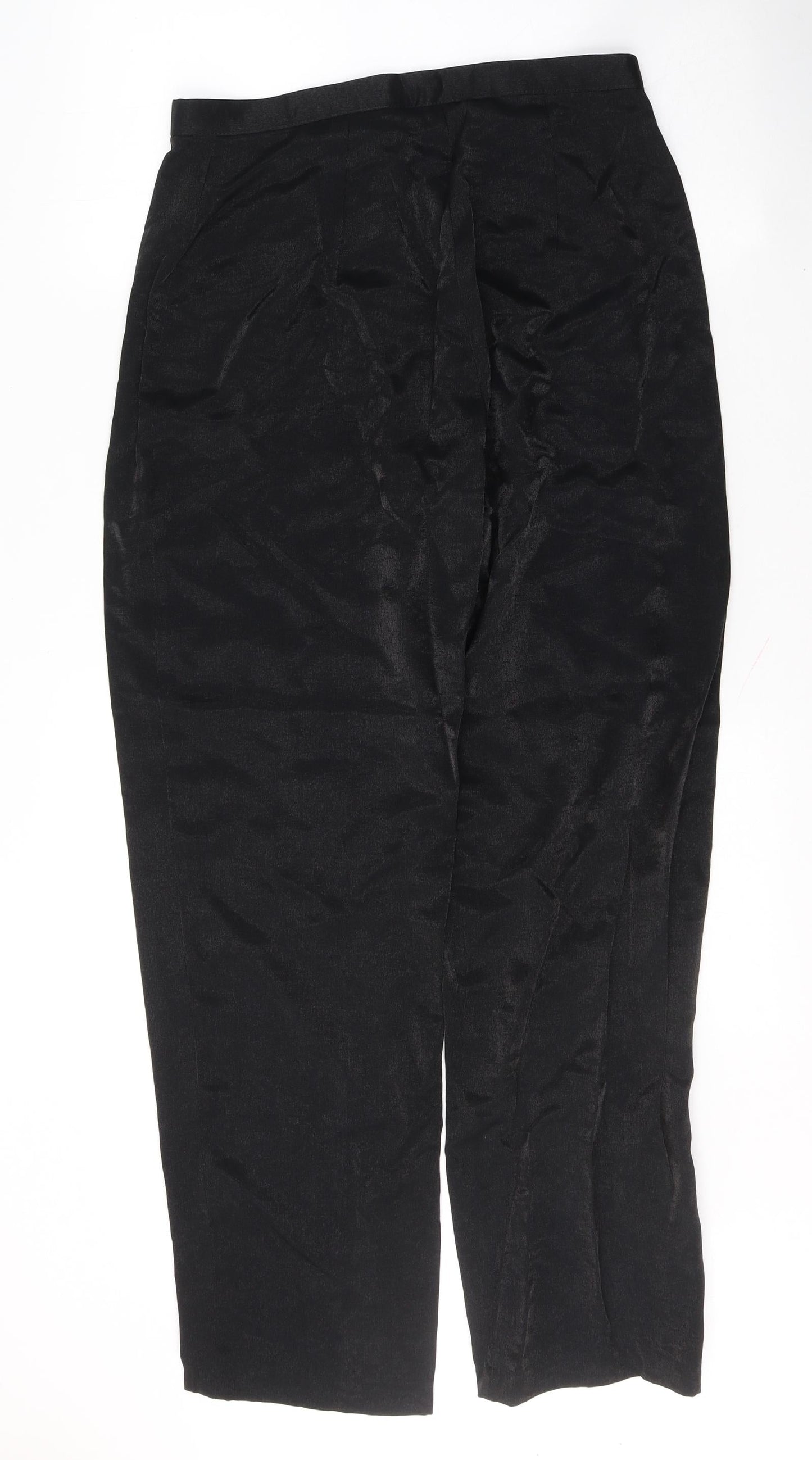 Preworn Womens Black  Viscose Trousers  Size 14 L31 in Regular Button