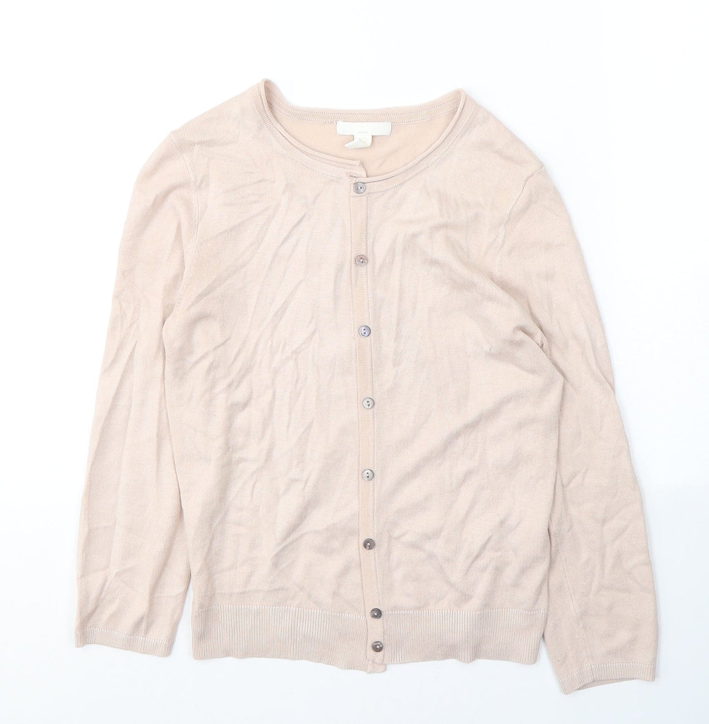 H&M Womens Pink Round Neck  Acrylic Cardigan Jumper Size XS