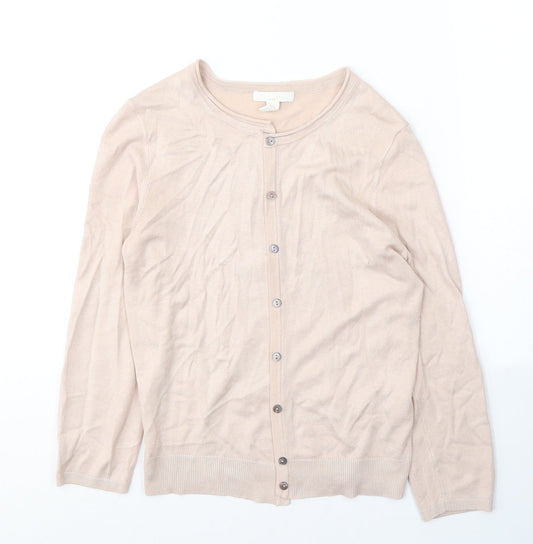 H&M Womens Pink Round Neck  Acrylic Cardigan Jumper Size XS