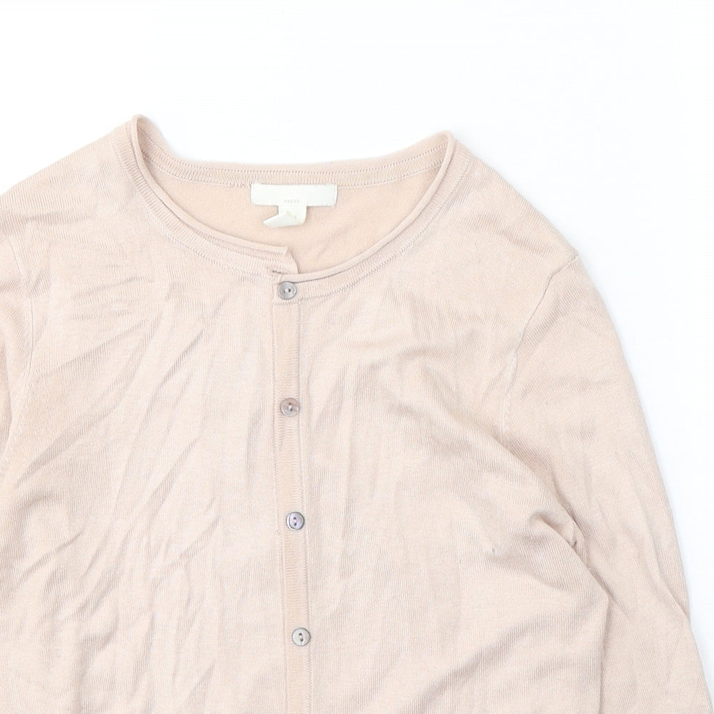 H&M Womens Pink Round Neck  Acrylic Cardigan Jumper Size XS