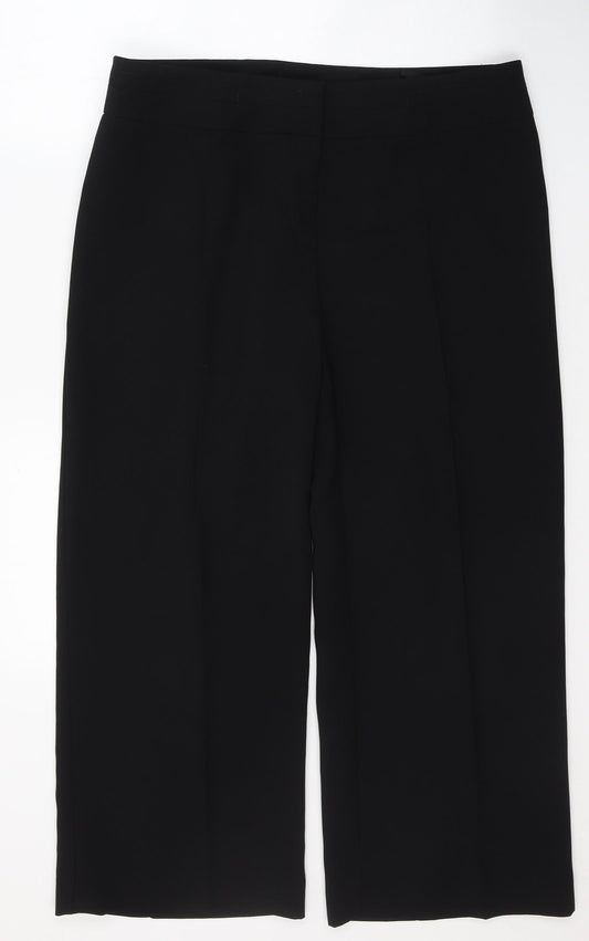 Marks and Spencer Womens Black  Polyester Trousers  Size 16 L26 in Regular Button