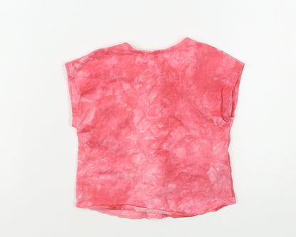 Preloved Mango Girls Pink  Cotton Basic Button-Up Size 12-18 Months Round Neck - Back