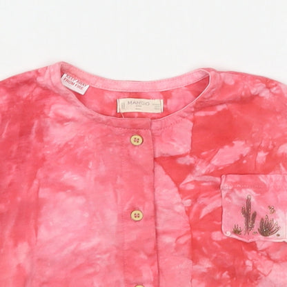 Preloved Mango Girls Pink  Cotton Basic Button-Up Size 12-18 Months Round Neck - Detail