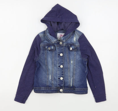 Preloved Justice Girls Blue   Jacket  Size 8 Years  Snap - Front