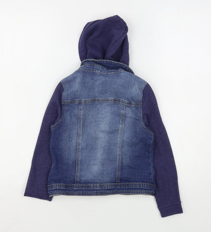 Preloved Justice Girls Blue   Jacket  Size 8 Years  Snap - Back