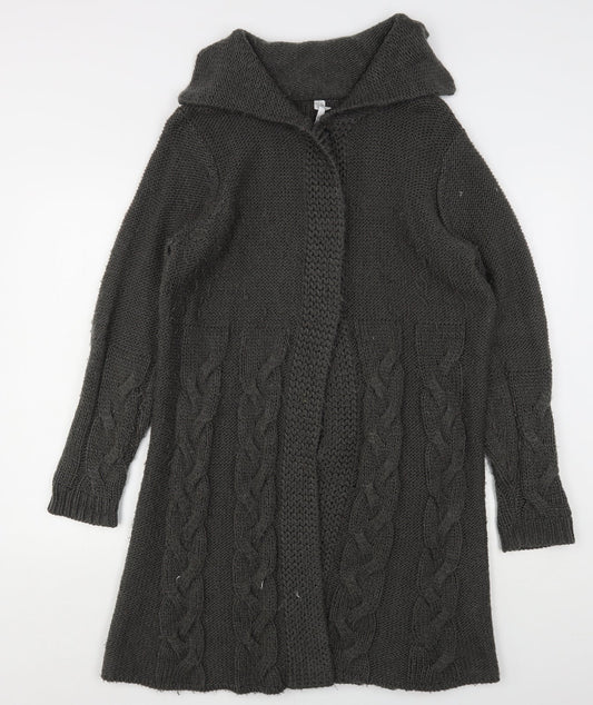 Note Womens Grey Collared  Acrylic Cardigan Jumper Size 12